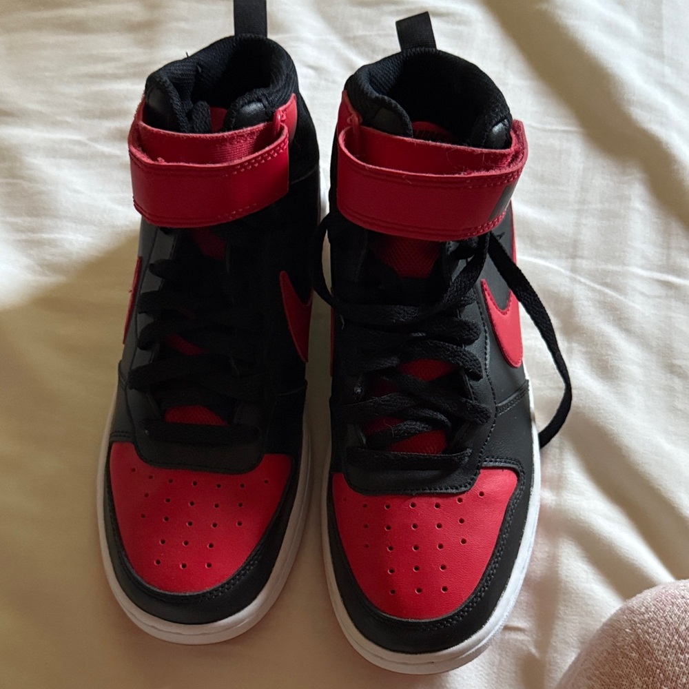 Nike Kids Black and Red High-Top Sneakers